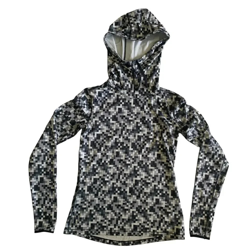 Nike Pro Dri Fit Women's Size M Glitch Pixel Training Camo Hooded T-Shirt